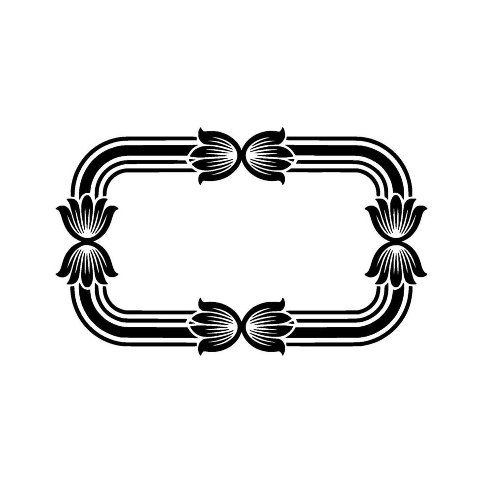Art Deco Floral Frame Elegant Ornament, Vintage vector