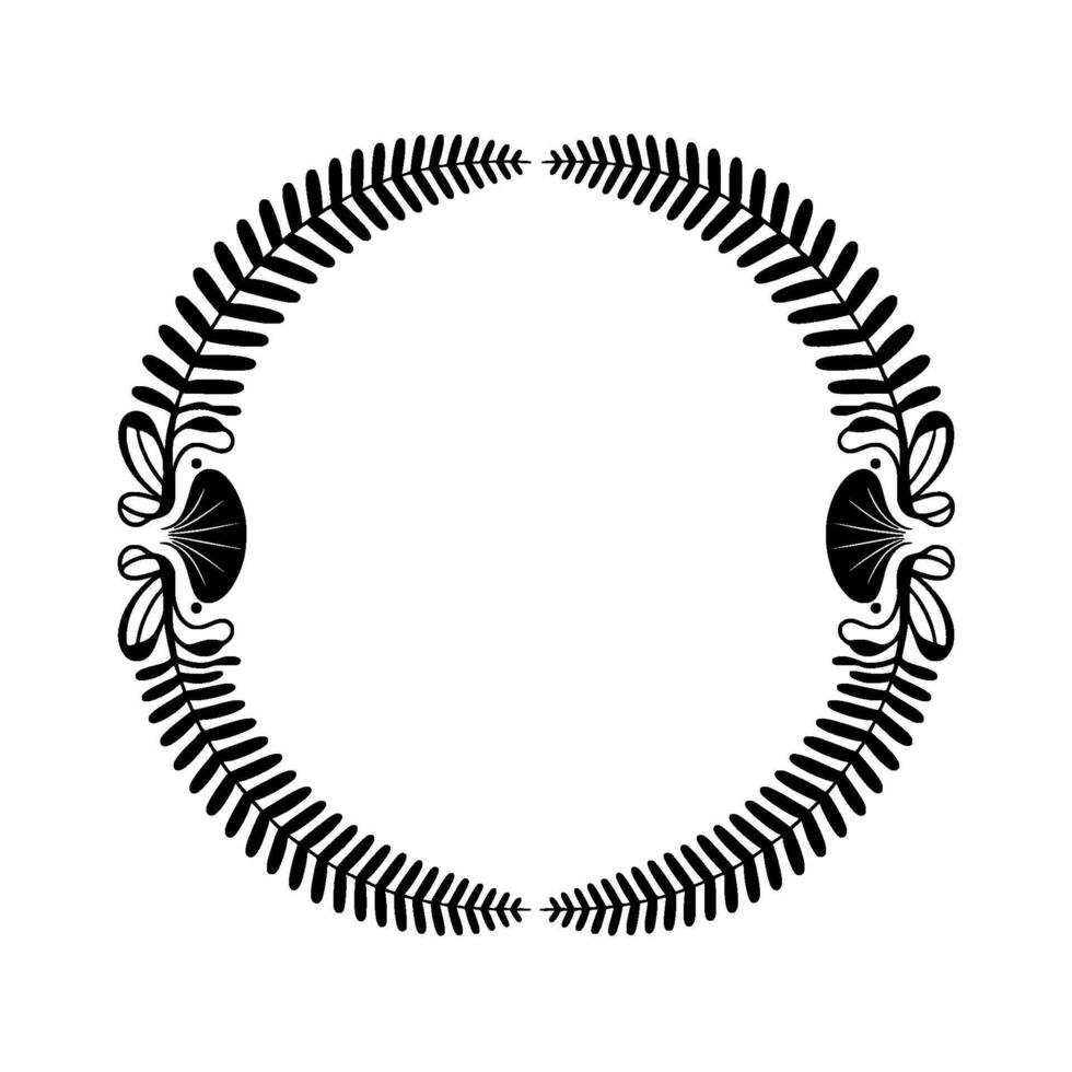 Elegant Botanical Circle Frame, Vintage Style - Laurel vector