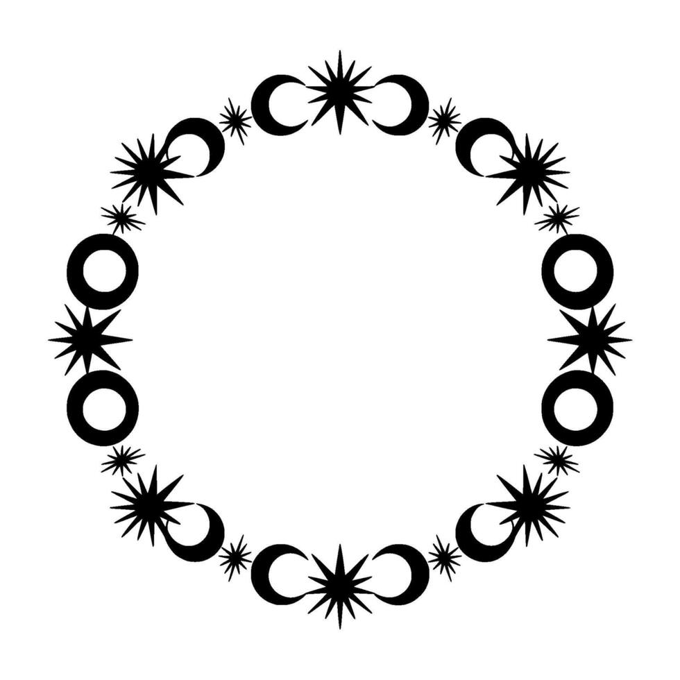 Celestial Circle Lunar Phases Starry Embellishments, Crescent vector