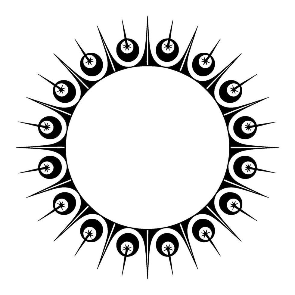 Geometric Tribal Frame, Retro , Circular Motif vector
