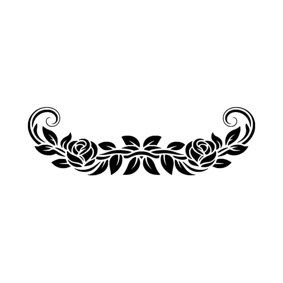 Elegant Black Floral Border, Vintage - Leaves vector
