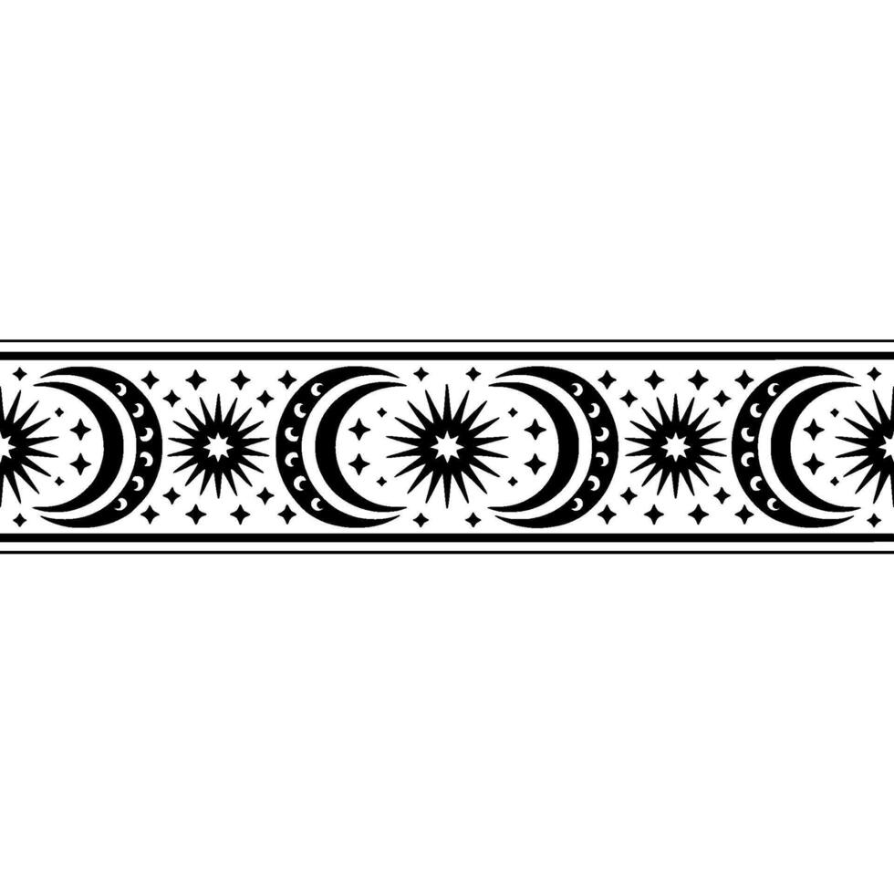 Celestial Crescent Border, Mystical Night vector