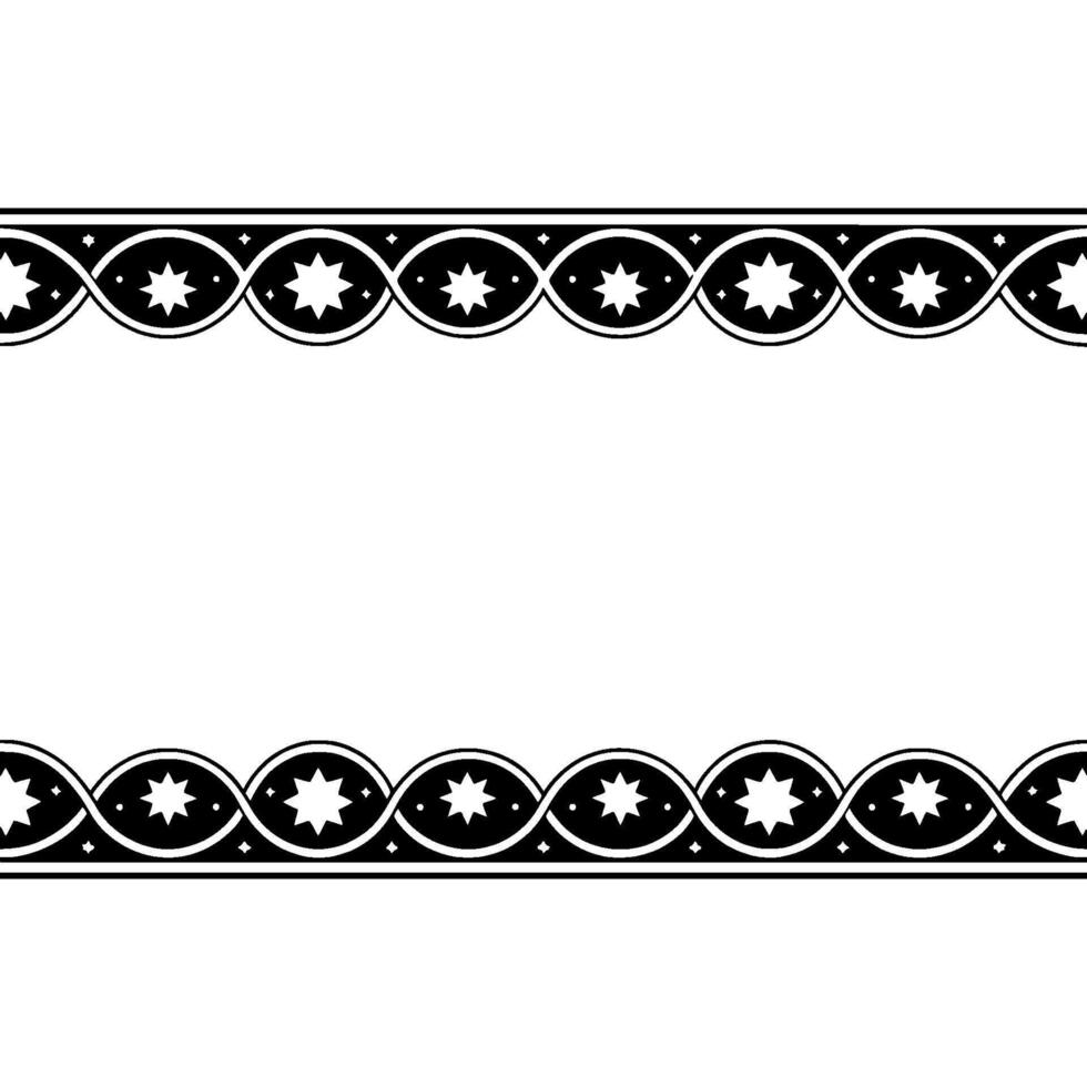 Intricate Black Ornamental Border, Vintage, Star vector