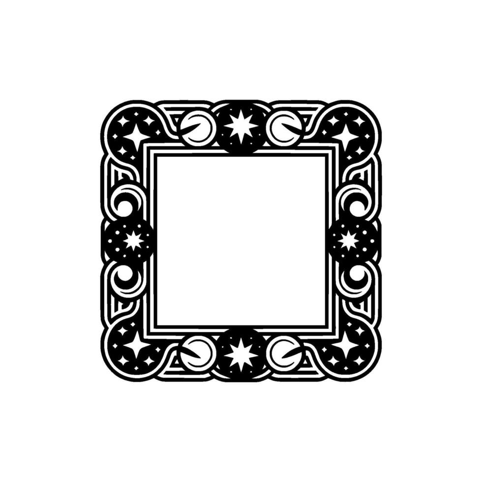 Celestial Square Frame Ornate Starburst Border vector