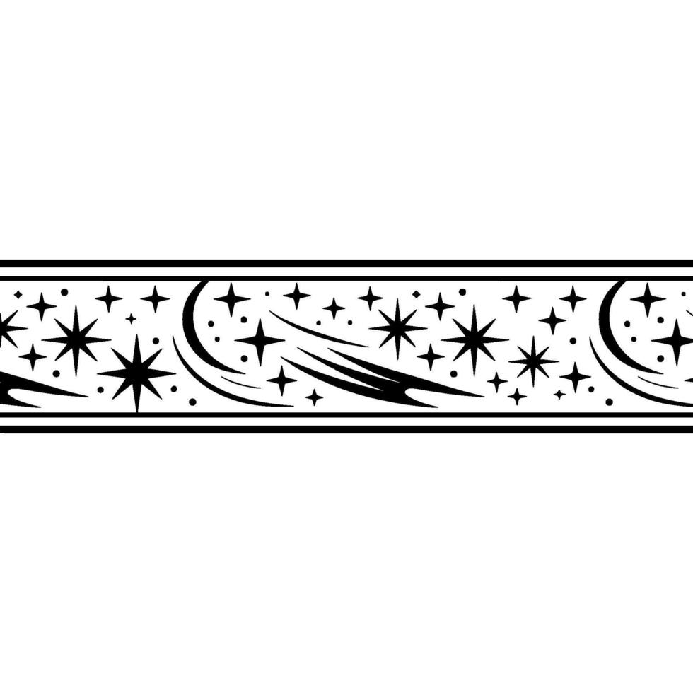 Celestial Streamer Black White Starburst Border vector