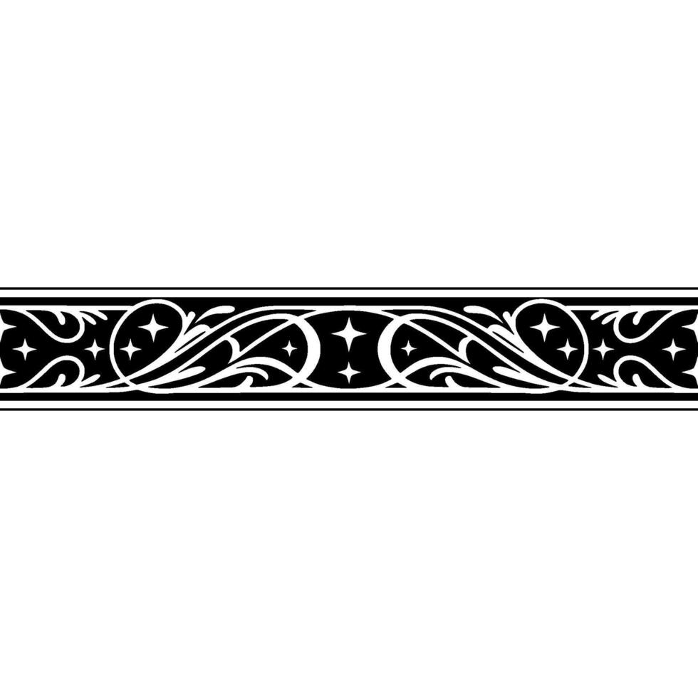 Intricate Black Ornamental Border, Vintage Style, Medieval vector