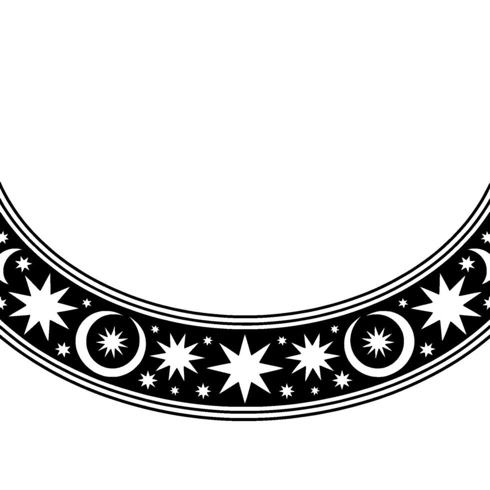 Celestial Border, Vintage Moon Star Motif vector