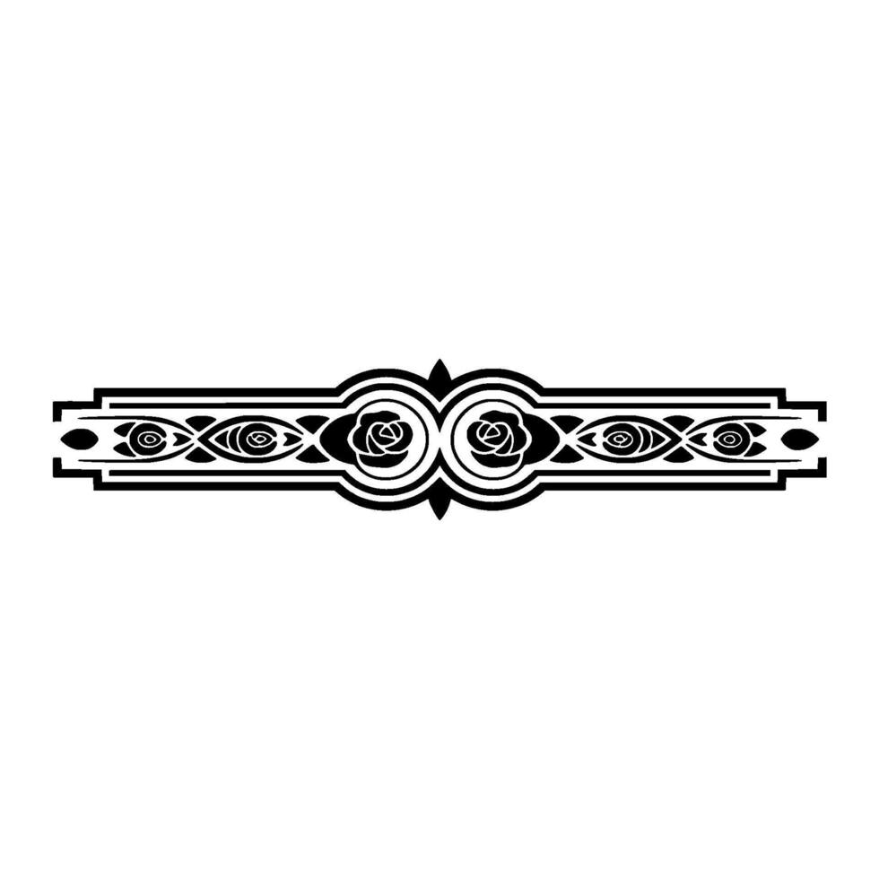 Art Deco Floral Border, Elegant Element, Composition vector