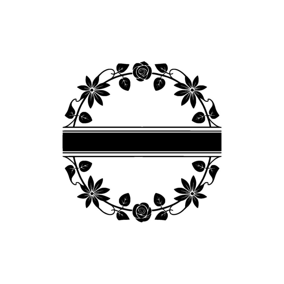 Elegant Floral Monogram Frame, Vintage Style, Botanical vector