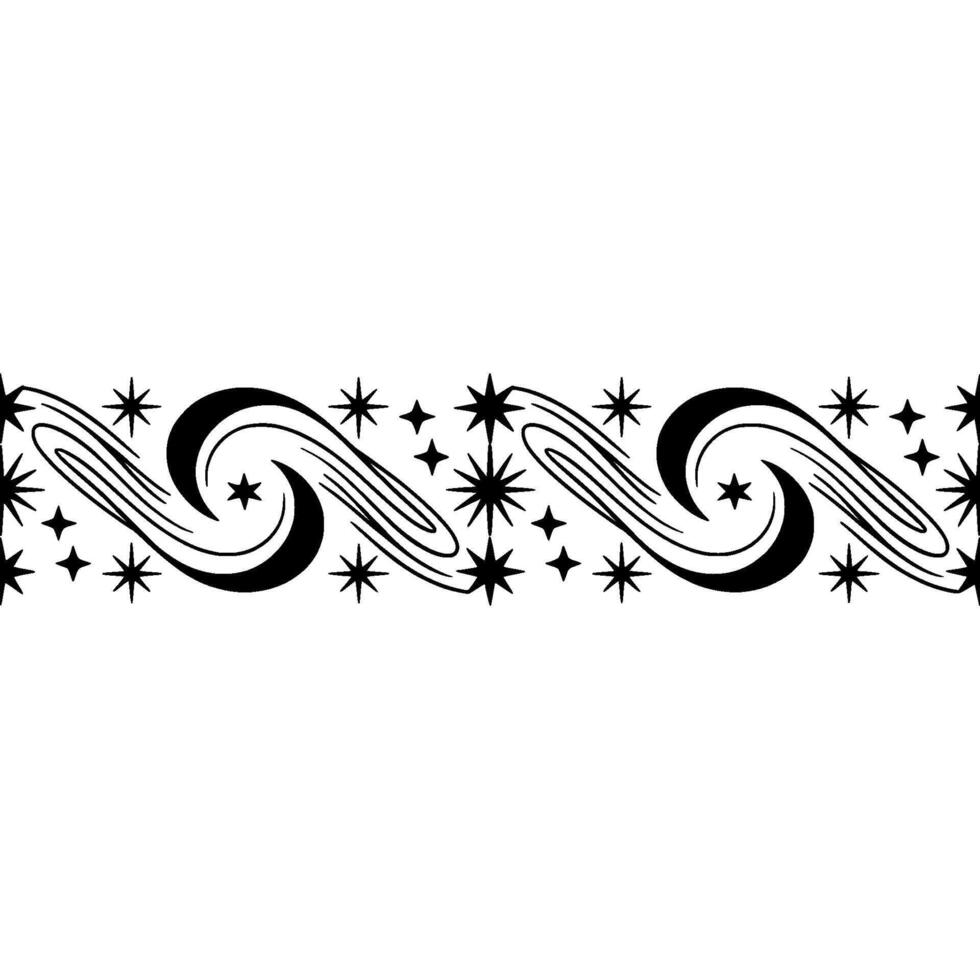 Celestial Swirl Border, Starry Night Deco vector