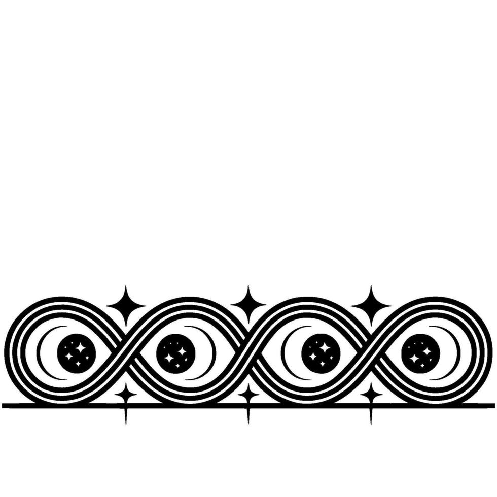 Celestial Ornament Stylized Crescent Moon Border, Stars vector
