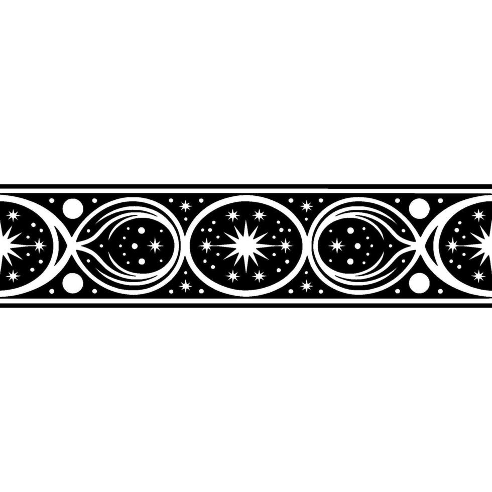 Celestial Border Stylized Starburst and Crescent Ornament vector