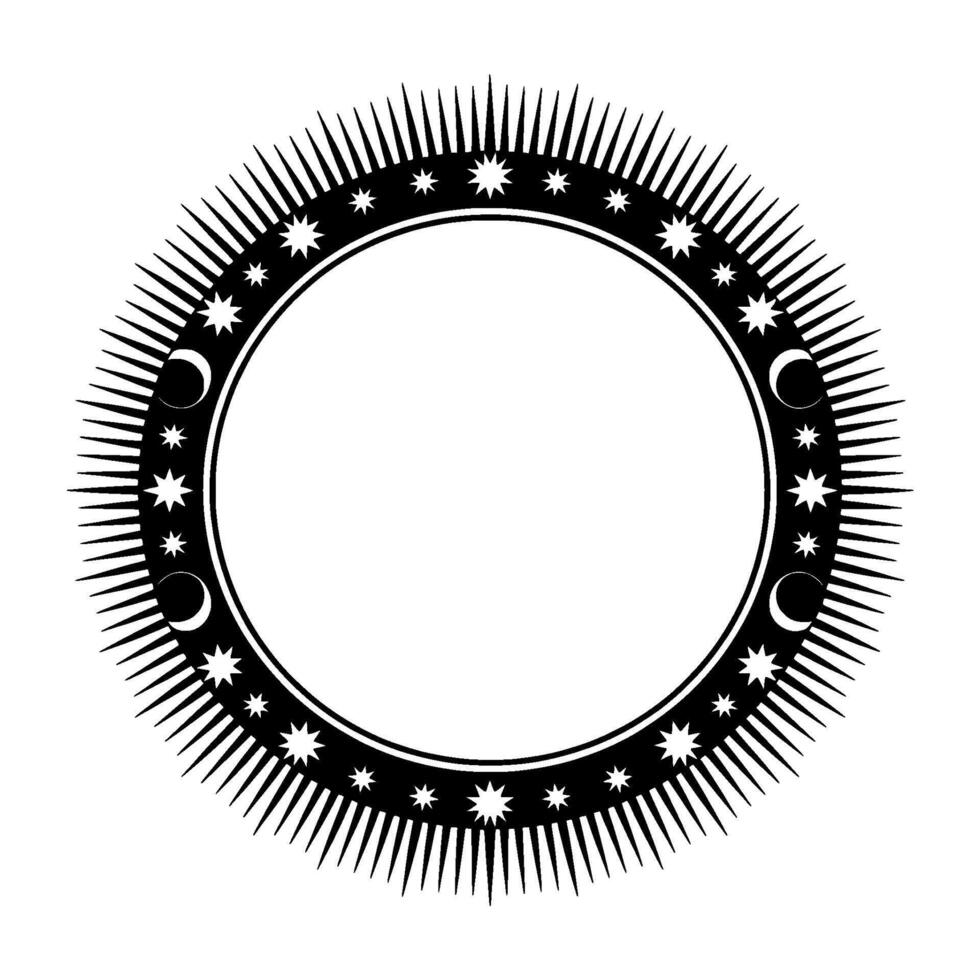 Celestial Halo Stylized Moon Star Border vector