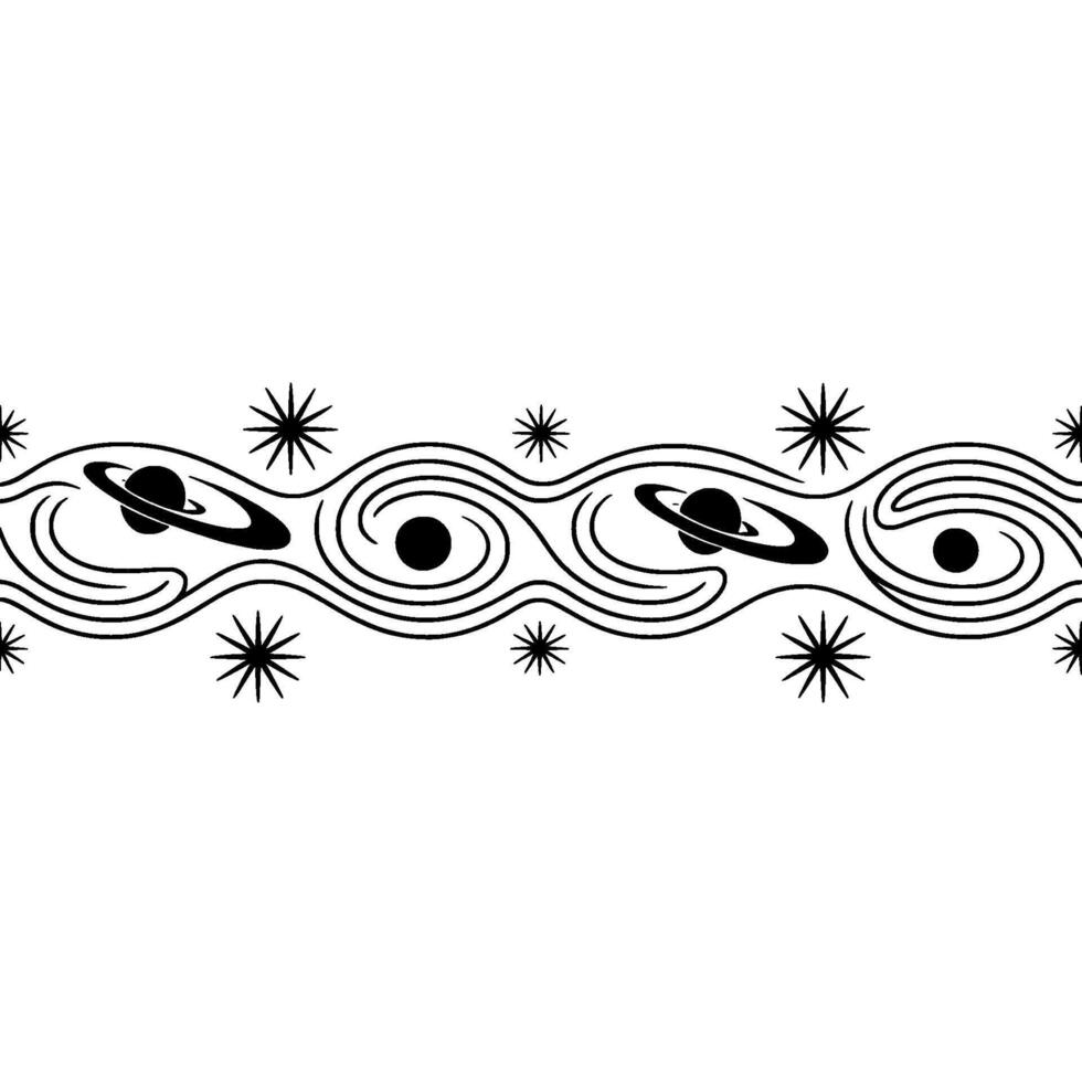 Cosmic Swirls Retro Planetary Border vector