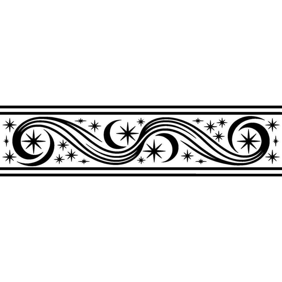 Elegant Swirl Border, Starry Night Deco vector