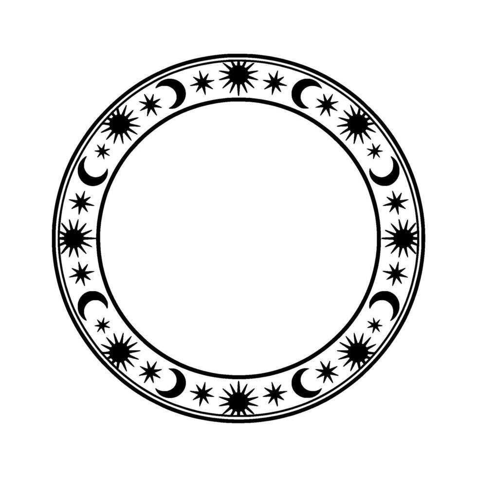 Celestial Circle Lunar Magic and Starry Night vector