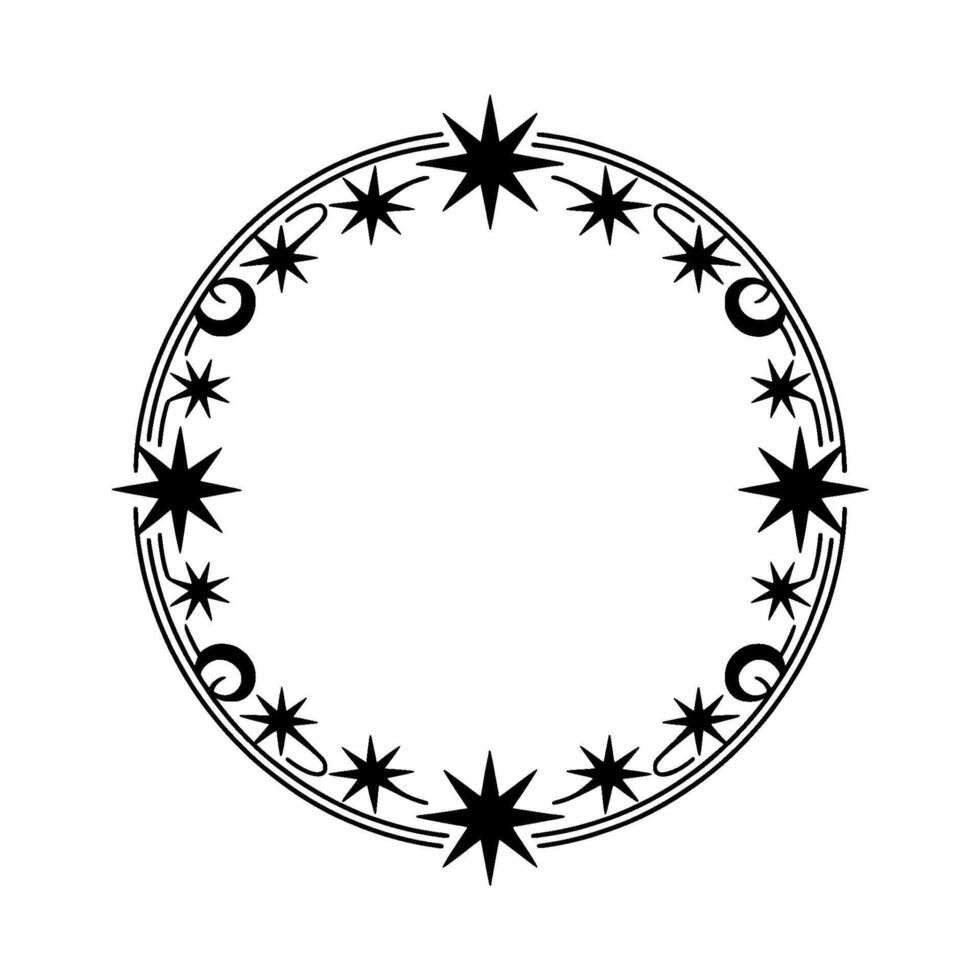 Celestial Circle Minimalist Star Ornament Border vector