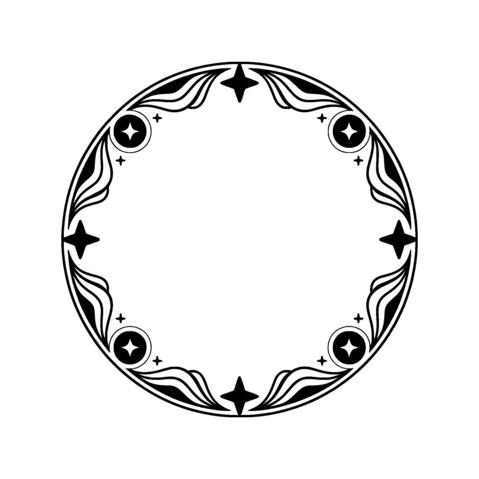 Ornate Circular Frame, Celestial Motif, Vintage - Circle vector