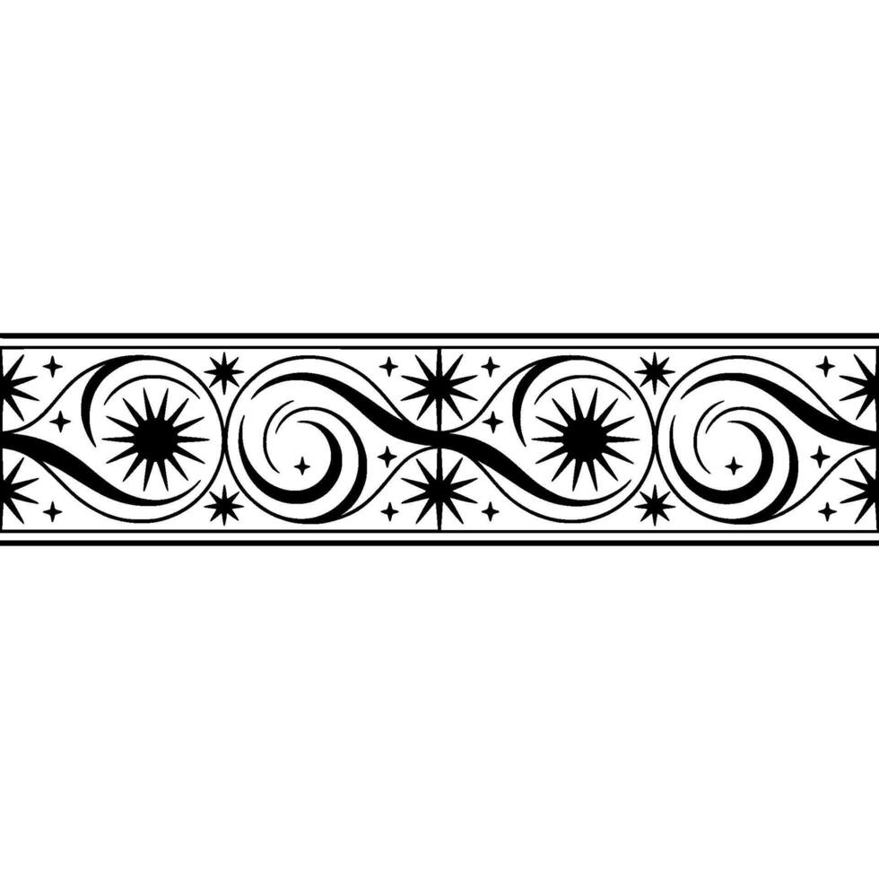 Elegant Starburst Border, Vintage Decorative Element, Swirl vector