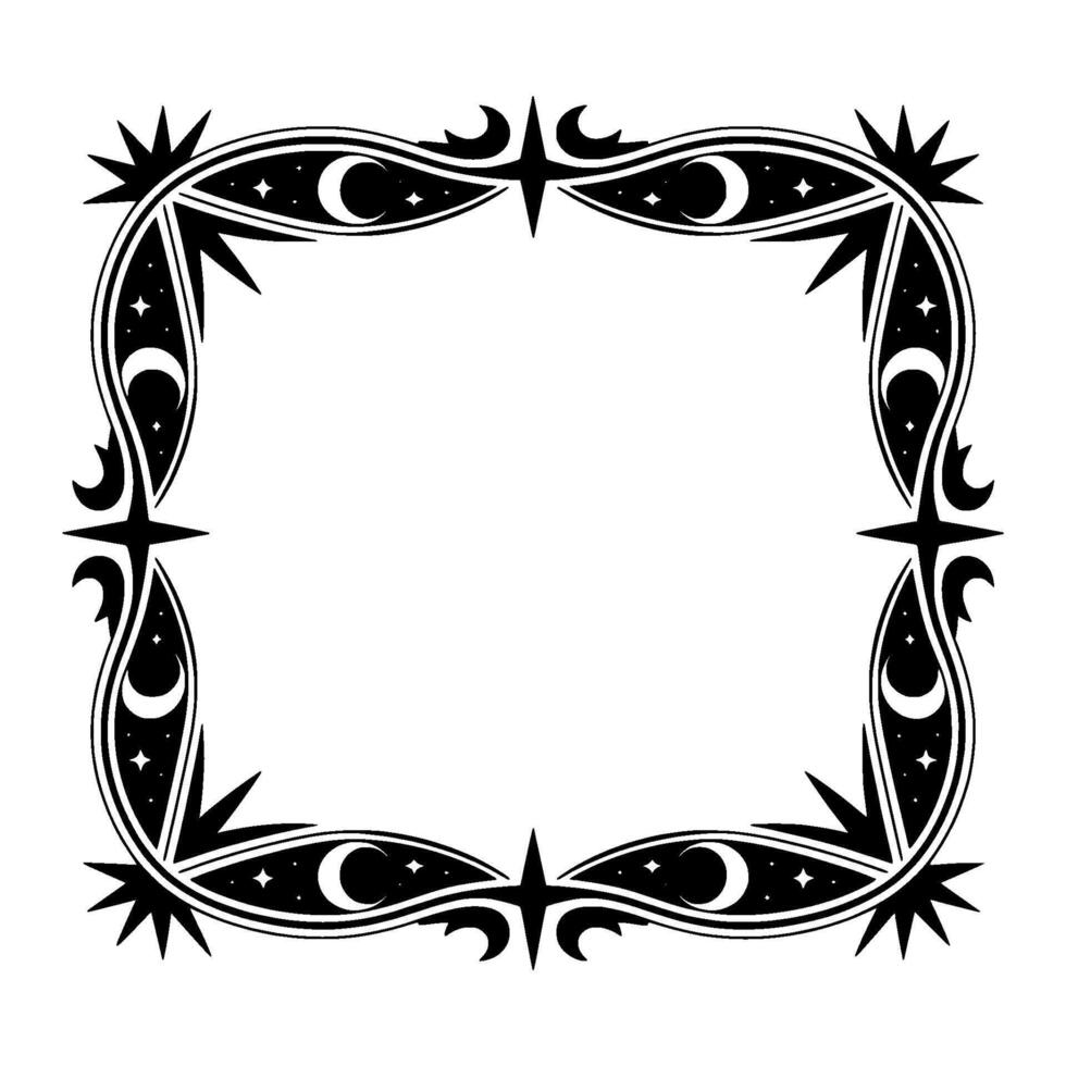Celestial Frame Gothic Moon Star Ornamentation vector