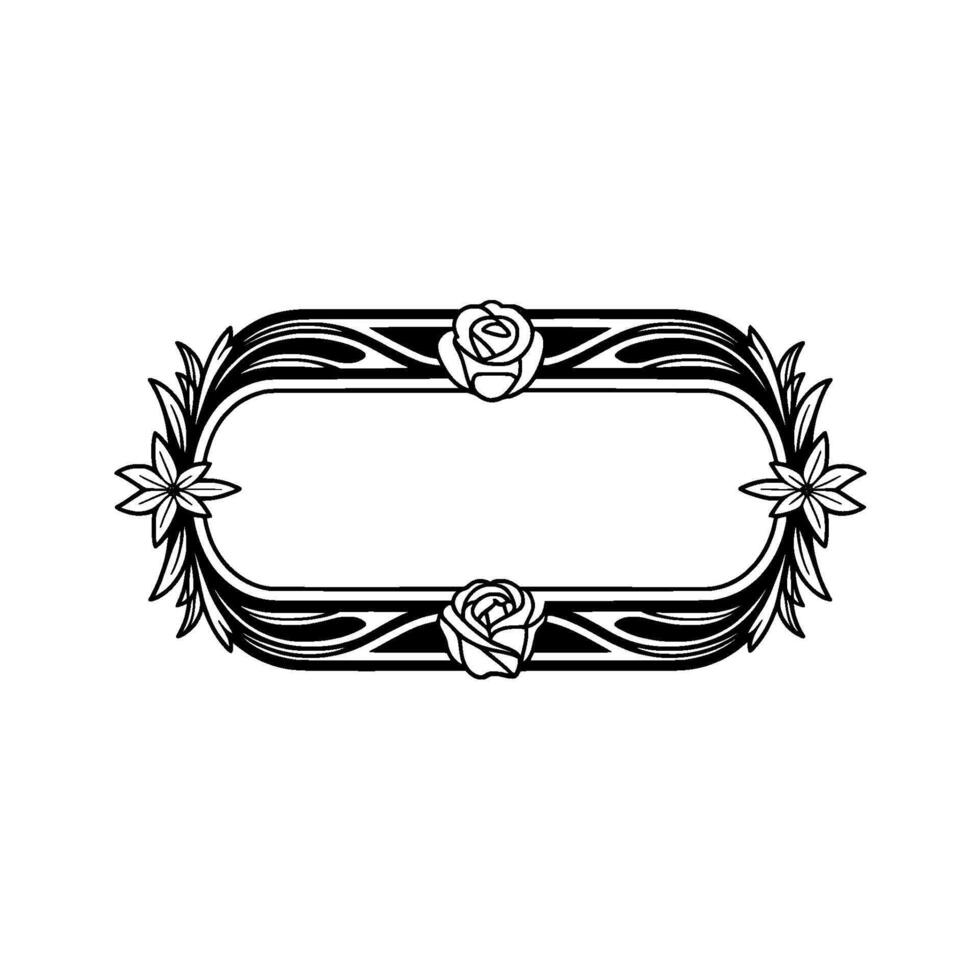 Elegant Floral Frame, Vintage , Decorative Border, Line art vector