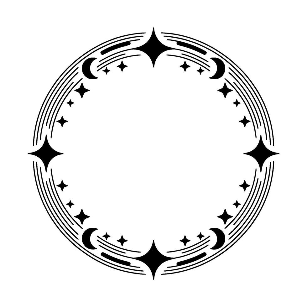 Celestial Circle, Minimalist Starry Frame vector