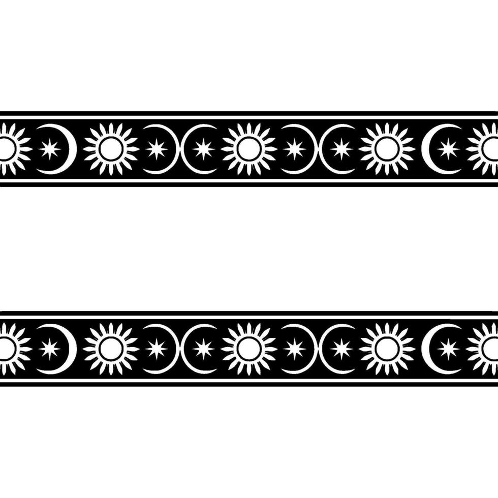 Celestial Border Sun Moon Motif, Minimalist vector