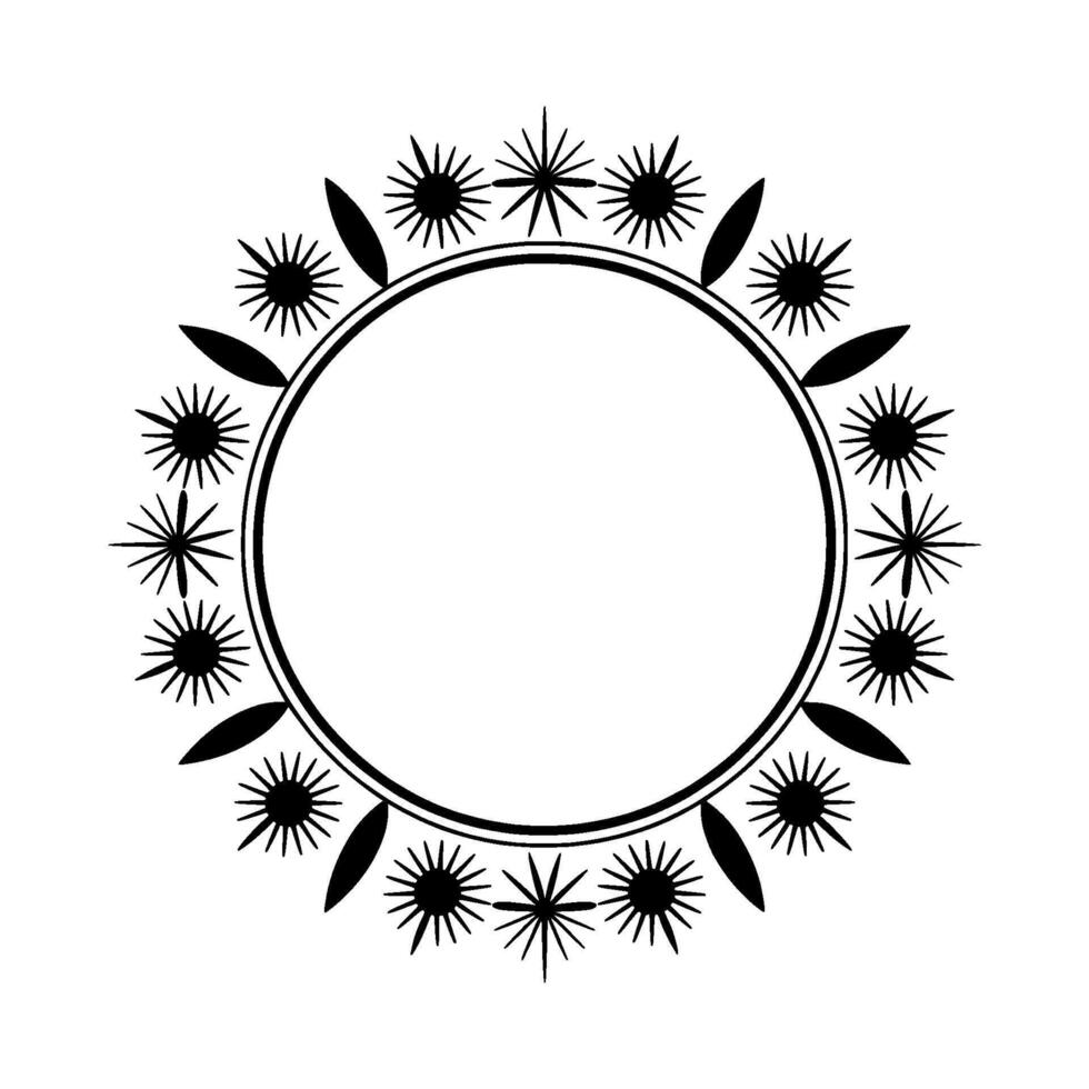 Celestial Circle Minimalist Starburst Frame, Abstract vector