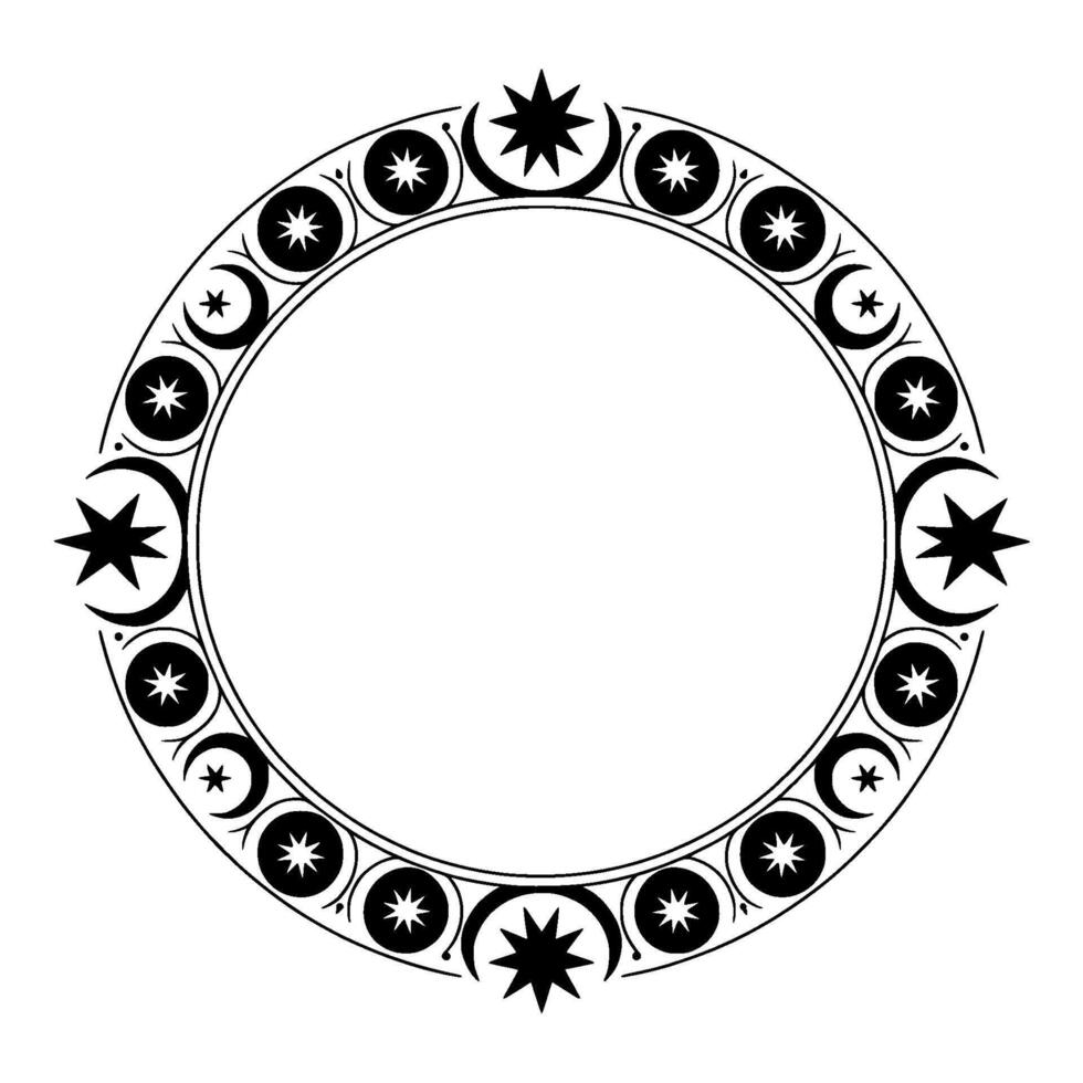 Celestial Circle Lunar Star Motif Border vector