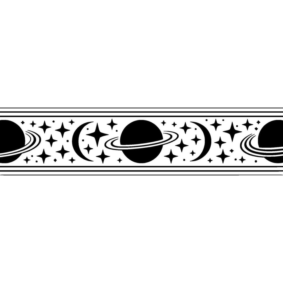Celestial Cycle Minimalist Planets Starry Border vector