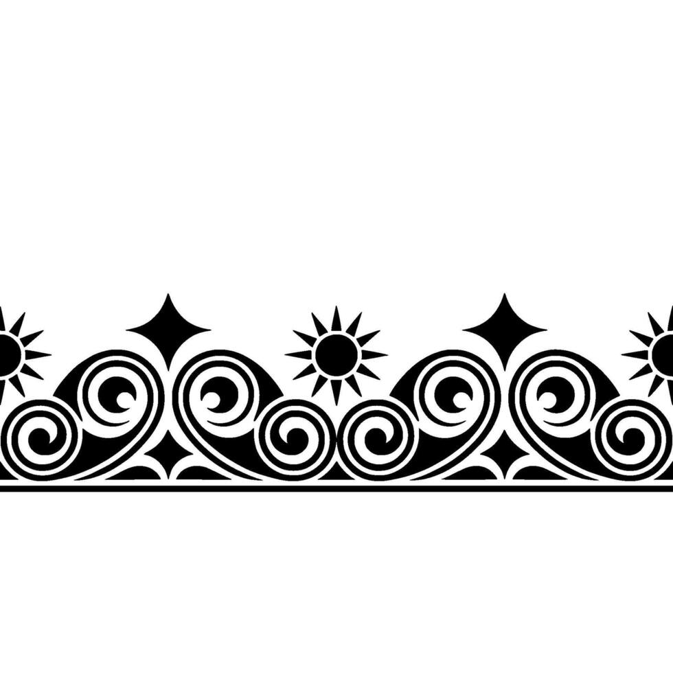 Stylized Sun Swirl Border, Vintage vector