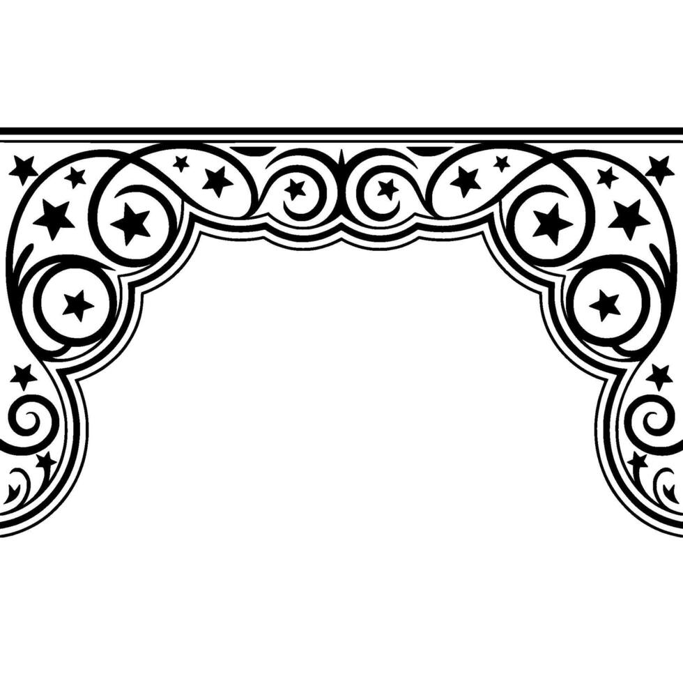 Ornate Black Decorative Arch, Vintage Style Border vector