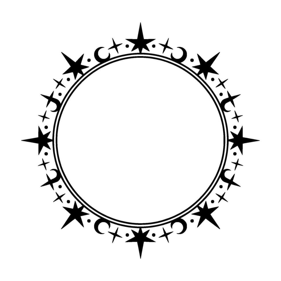 Celestial Circle Starry Glyph Border vector