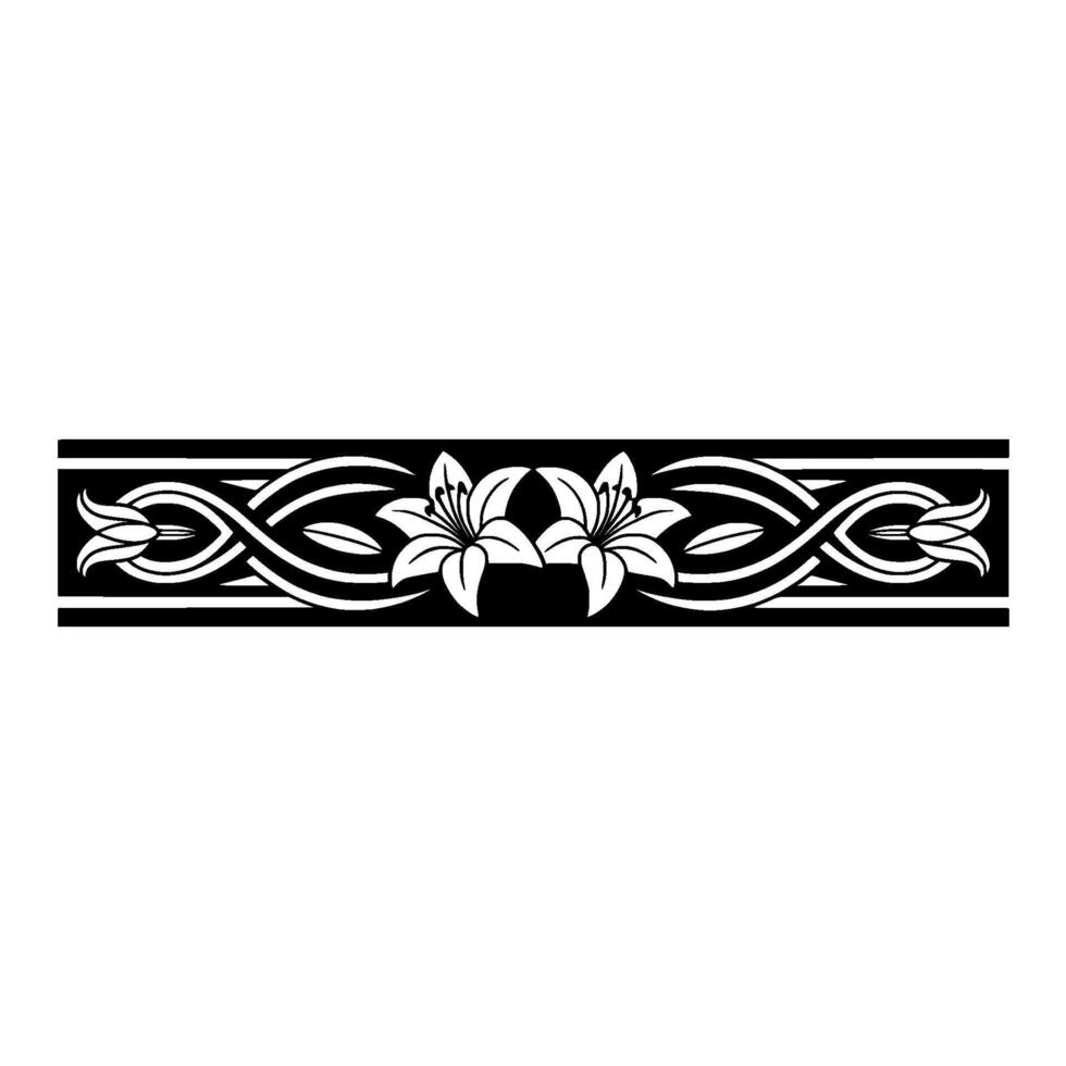 Elegant Celtic Lily Border, Vintage vector