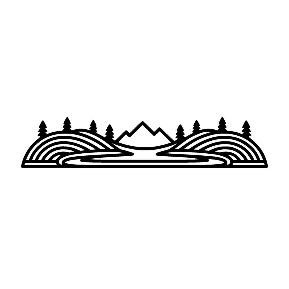 Minimalist Mountain Range Silhouette, Scenic Landscape vector