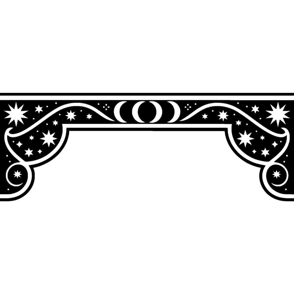 Celestial Ornament, Vintage Border, Starry Night, Decorative Element vector