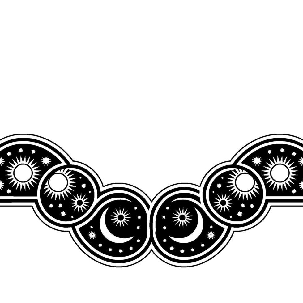 Celestial Border Stylized Sun and Moon Motif vector