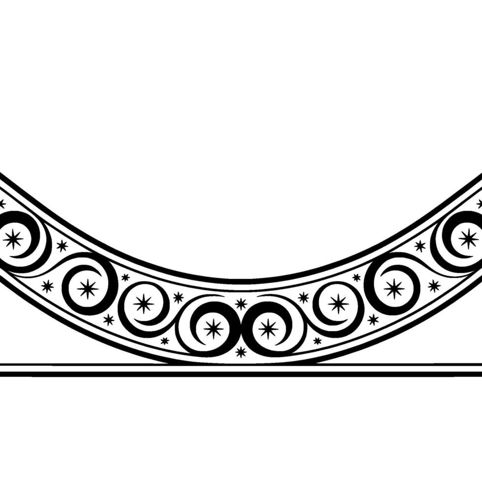 Stylized Crescent Moon Ornament, Vintage vector