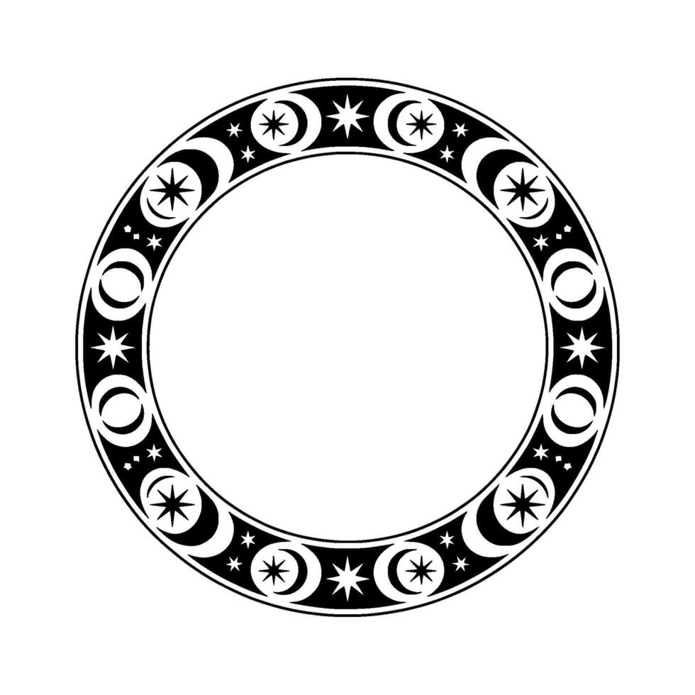 Celestial Circle Lunar Phases Starry Border - Moon vector