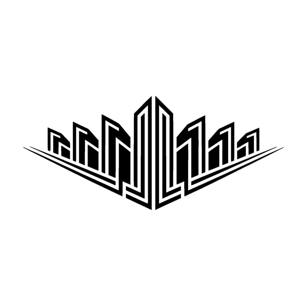 Geometric Cityscape Emblem, Modern vector