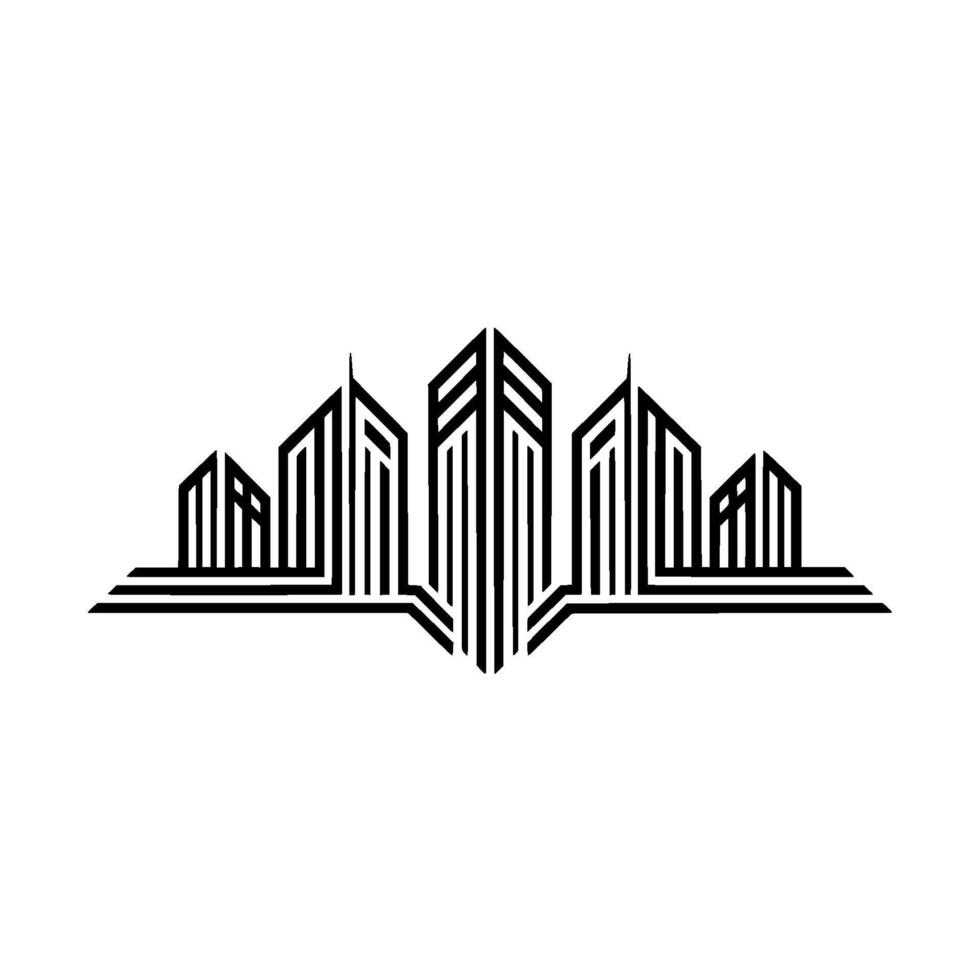 Geometric Cityscape Silhouette, Modern Minimalist vector