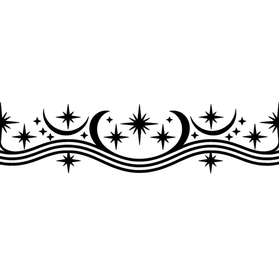 Celestial Wave Lunar Phases Sparkling Stars vector