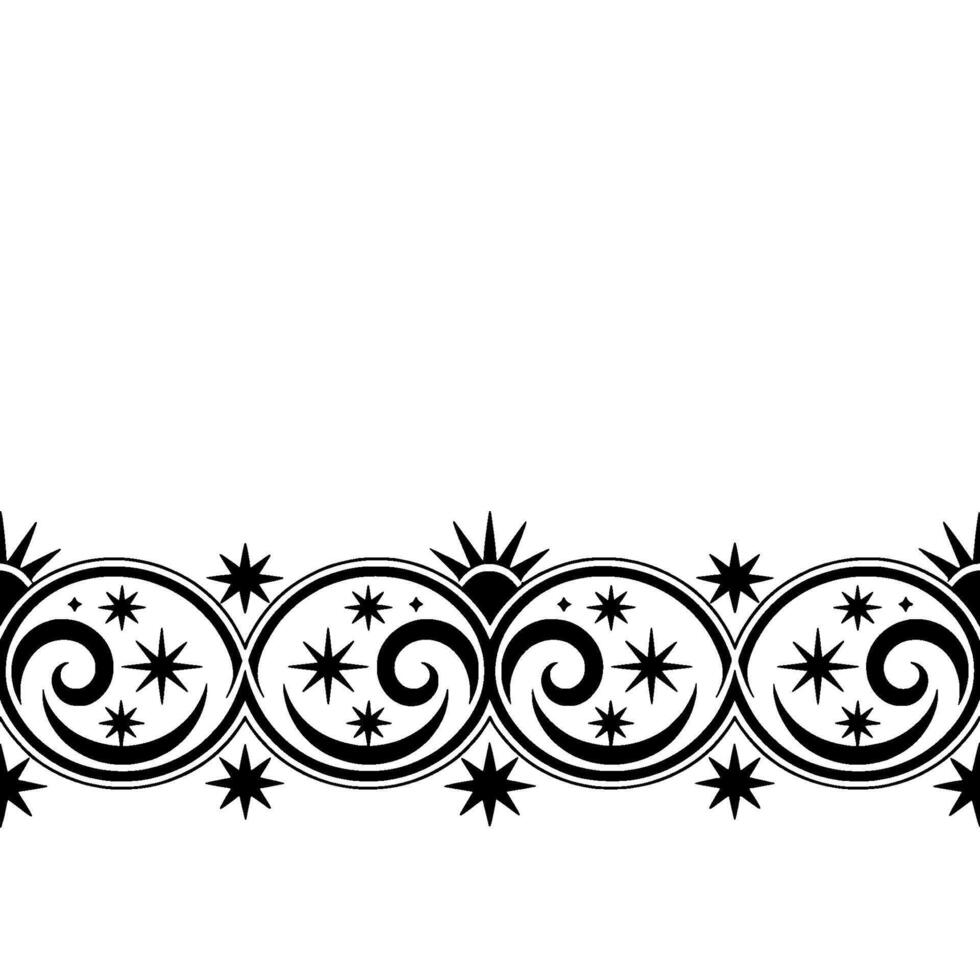 Stylized Tribal Border, Celestial Motifs vector
