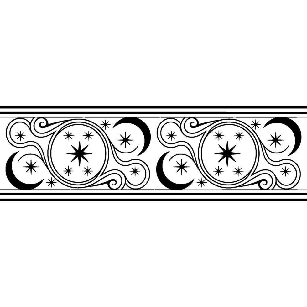 Elegant Crescent Moon Border, Starry Night vector