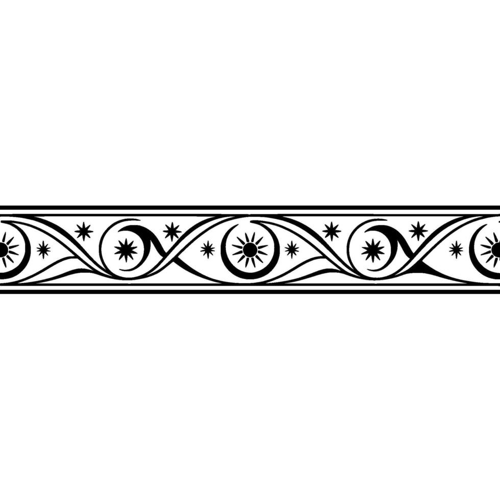 Ornate Black Border, Celestial Swirls, Vintage, Decorative vector