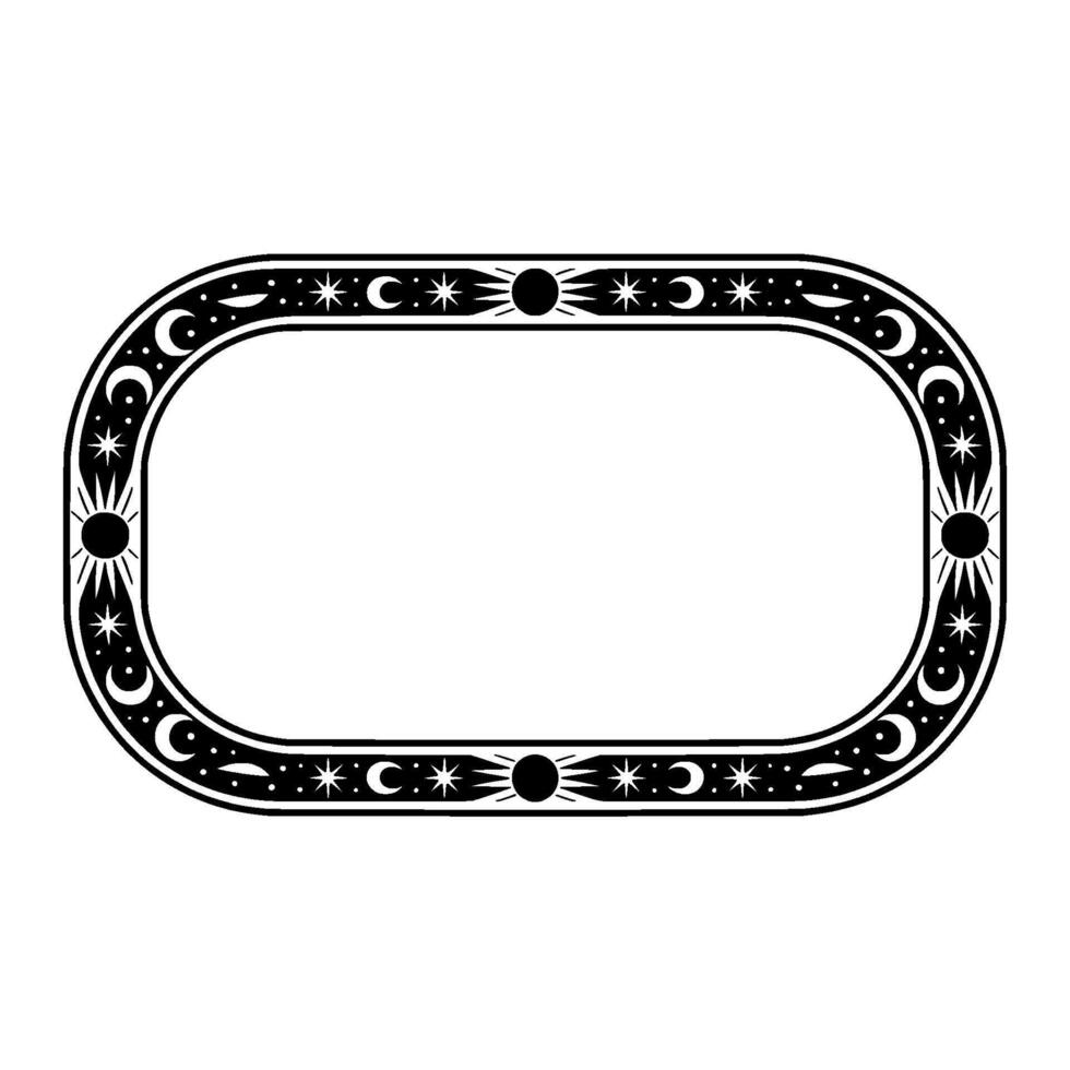 Celestial Oval Frame, Vintage Mystical vector