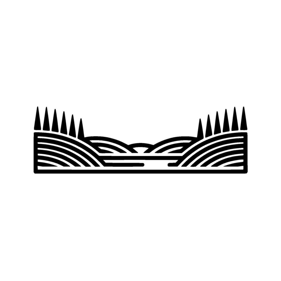 Minimalist Landscape Emblem Rural Harmony Serenity, Hills vector