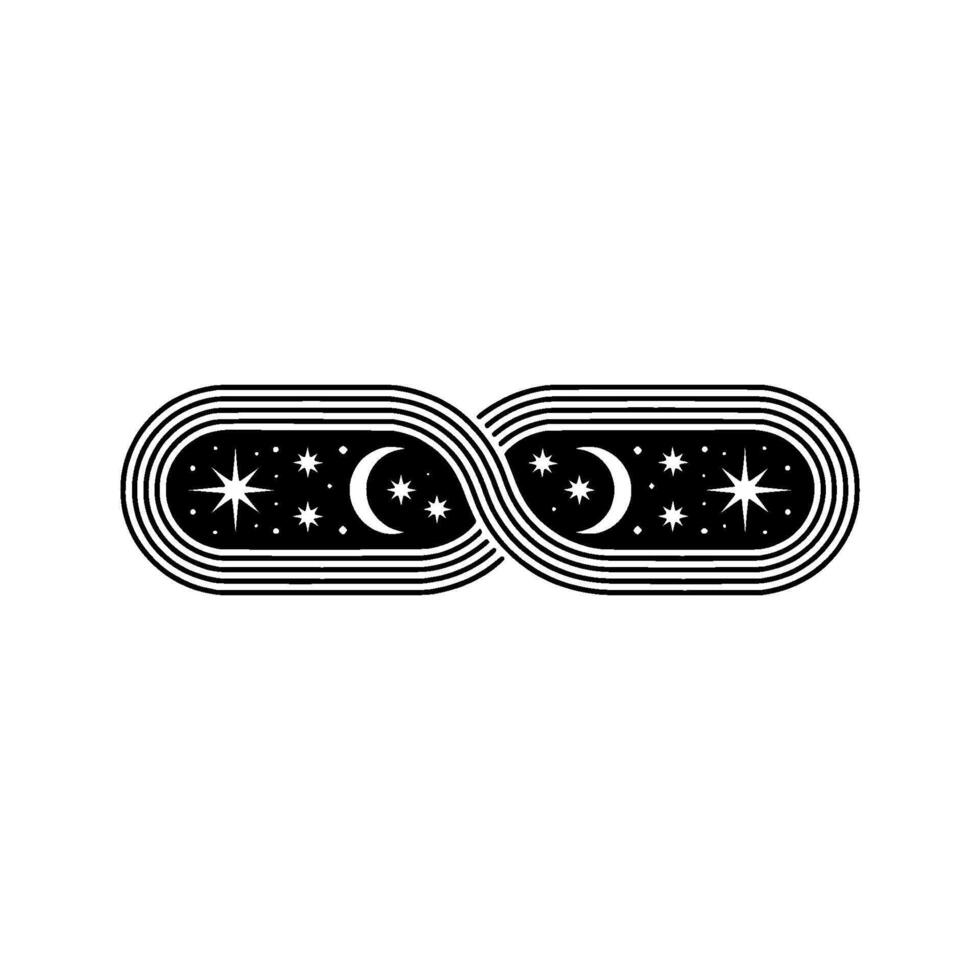 Celestial Echoes Intertwined Moon Star Emblem vector