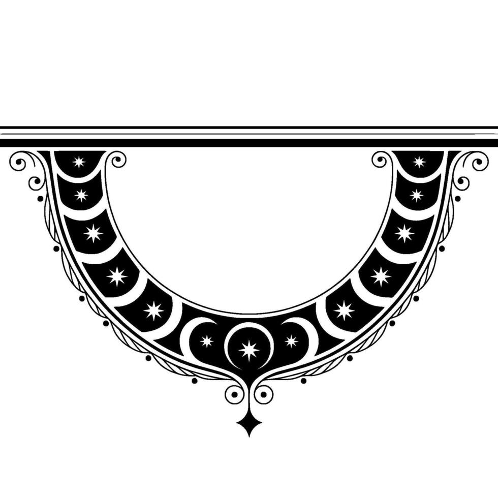 Celestial Ribbon Vintage Ornament, Lunar Motif, Elegant Border vector