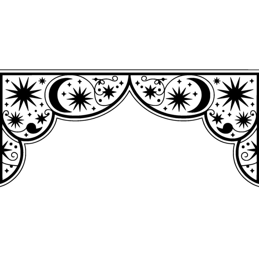Celestial Curtains Vintage Starry Border vector
